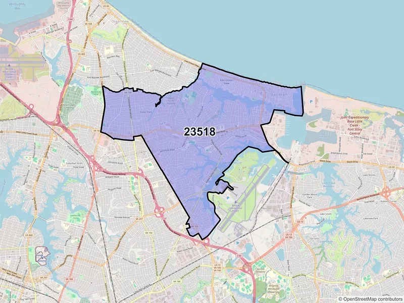 Map of ZIP Code 23518 — Norfolk, VA