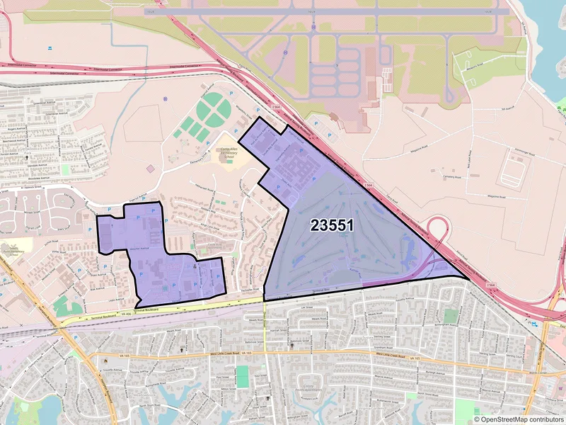 Map of ZIP Code 23551 — Norfolk, VA