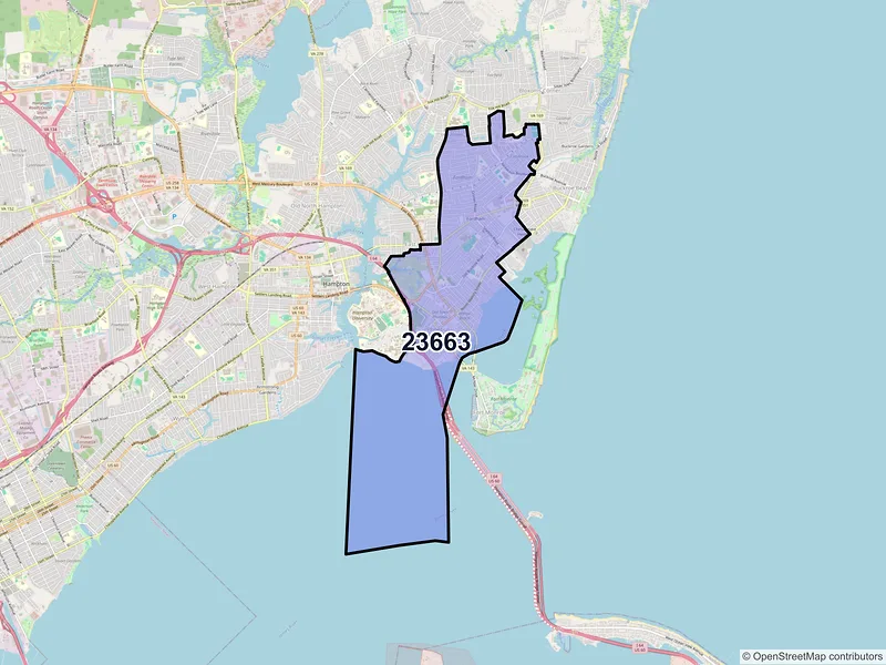Map of ZIP Code 23663 — Hampton, VA