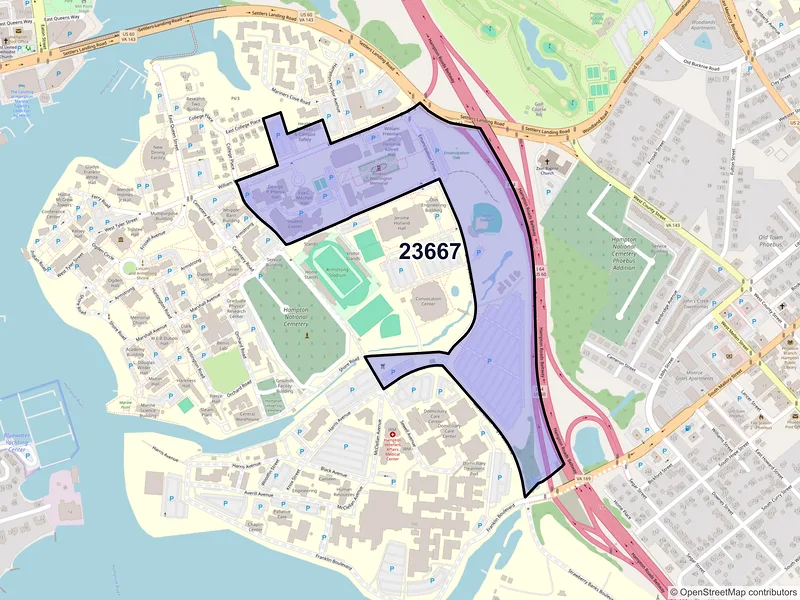 Map of ZIP Code 23667 — Hampton, VA