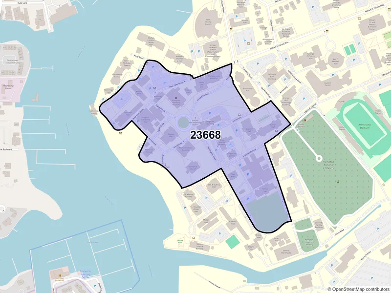 Map of ZIP Code 23668 — Hampton, VA