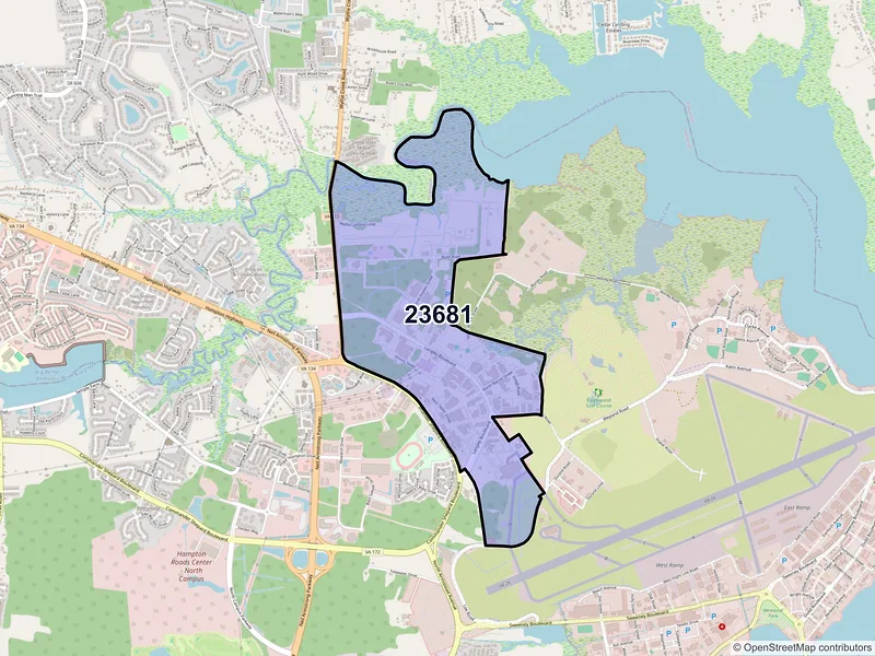Map of ZIP Code 23681 — Hampton, VA