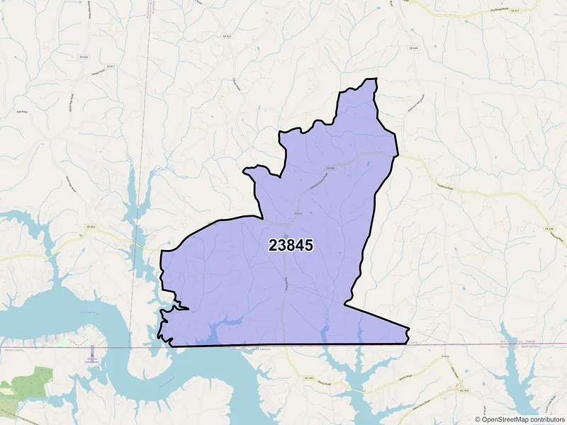 Map of Ebony, Virginia and ZIP codes