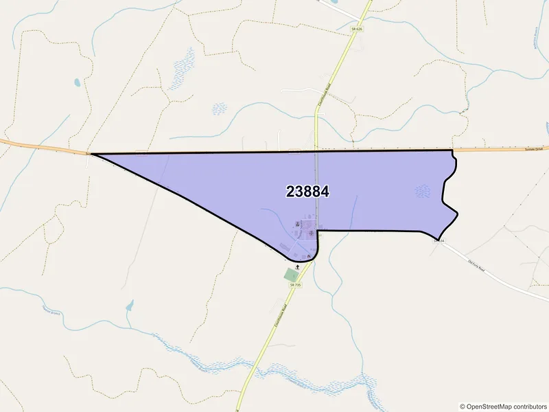 Map of Sussex, Virginia and ZIP codes