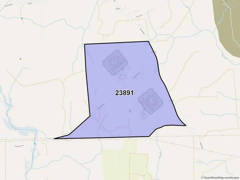 Map of ZIP Code 23891 — Waverly, VA