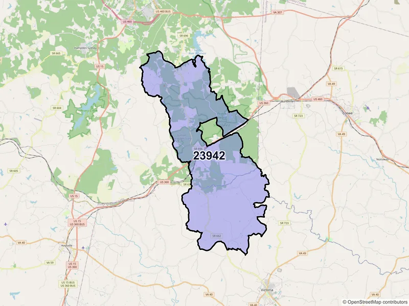 Map of Green Bay, Virginia and ZIP codes