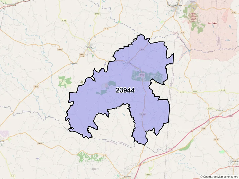 Map of ZIP Code 23944 — Kenbridge, VA