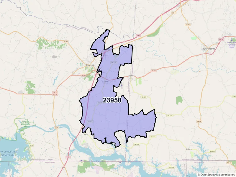 Map of ZIP Code 23950 — La Crosse, VA