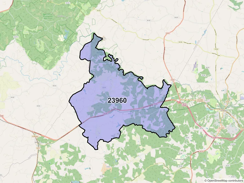 Map of ZIP Code 23960 — Prospect, VA