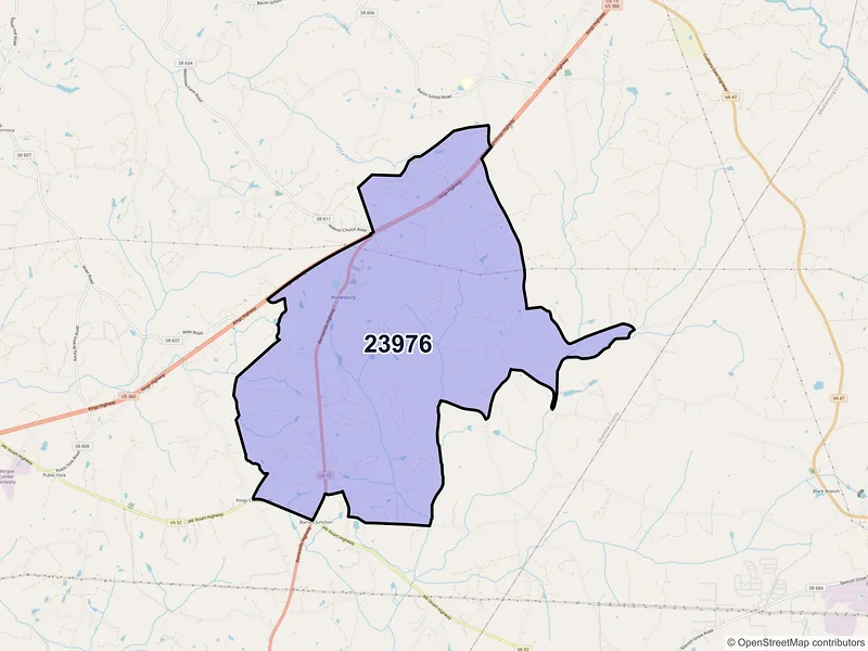 Map of ZIP Code 23976 — Wylliesburg, VA