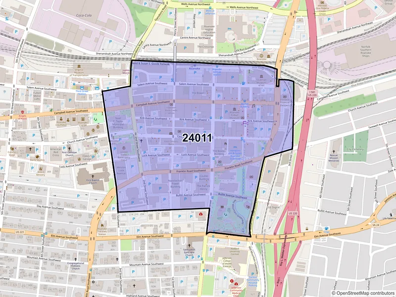 Map of ZIP Code 24011 — Roanoke, VA