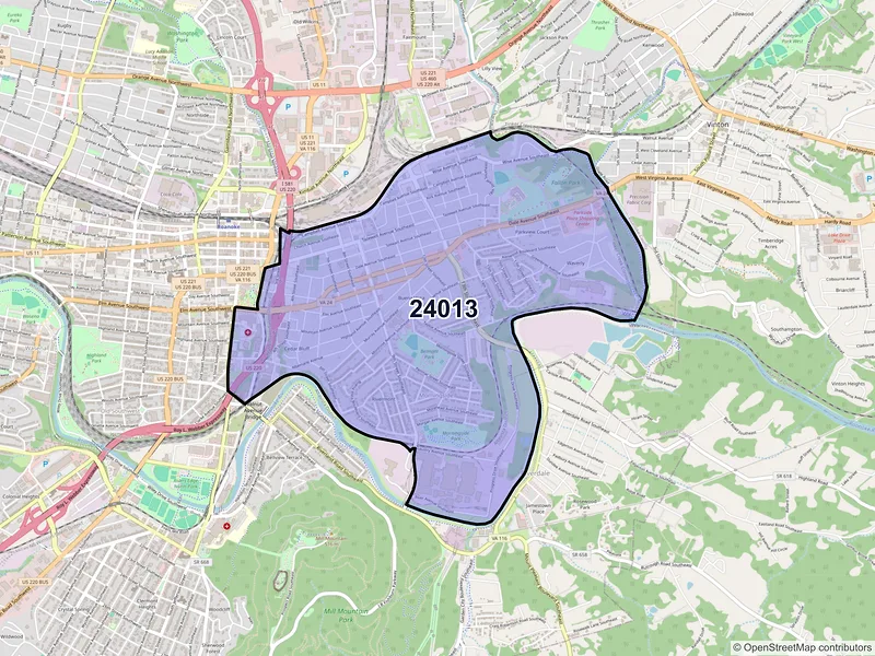 Map of ZIP Code 24013 — Roanoke, VA