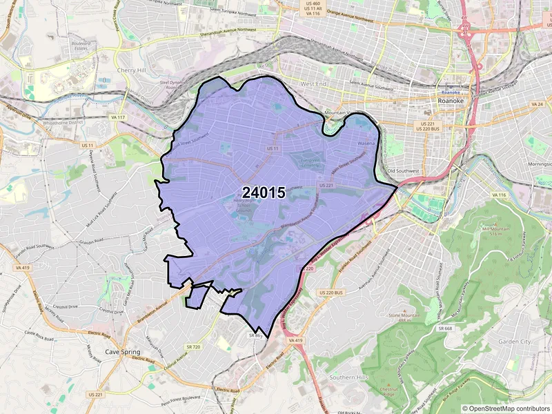 Map of ZIP Code 24015 — Roanoke, VA