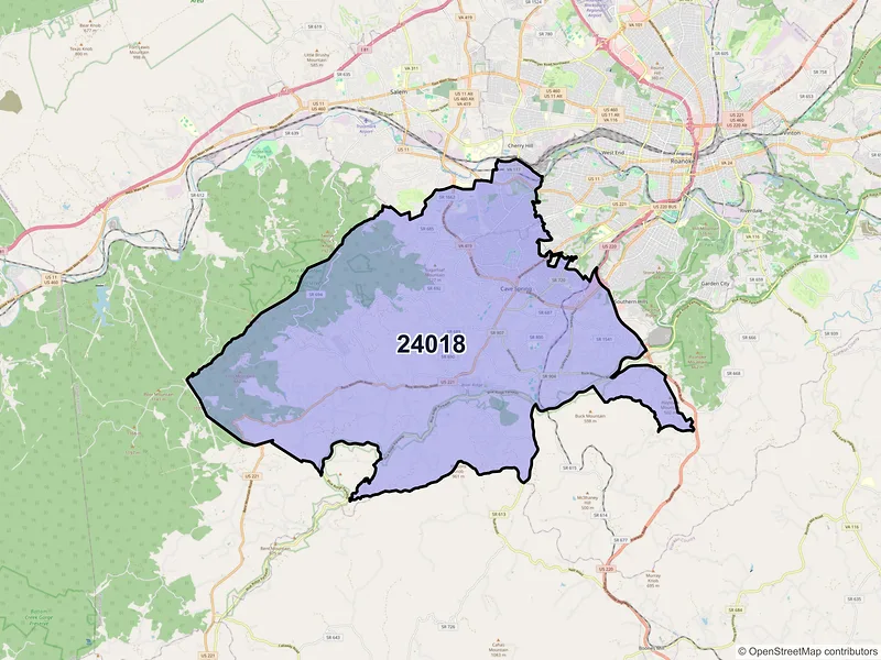Map of ZIP Code 24018 — Roanoke, VA