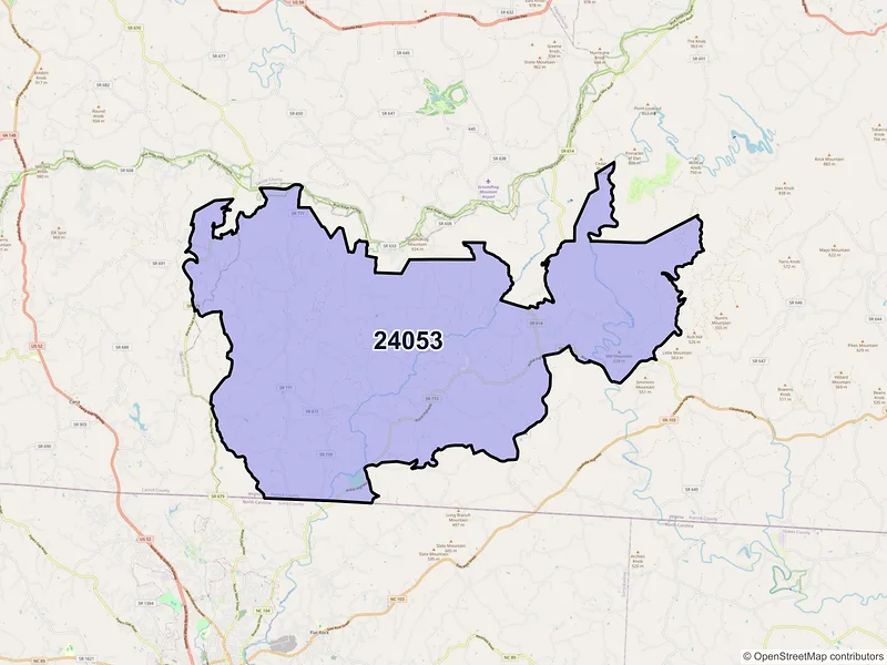 Map of ZIP Code 24053 — Ararat, VA