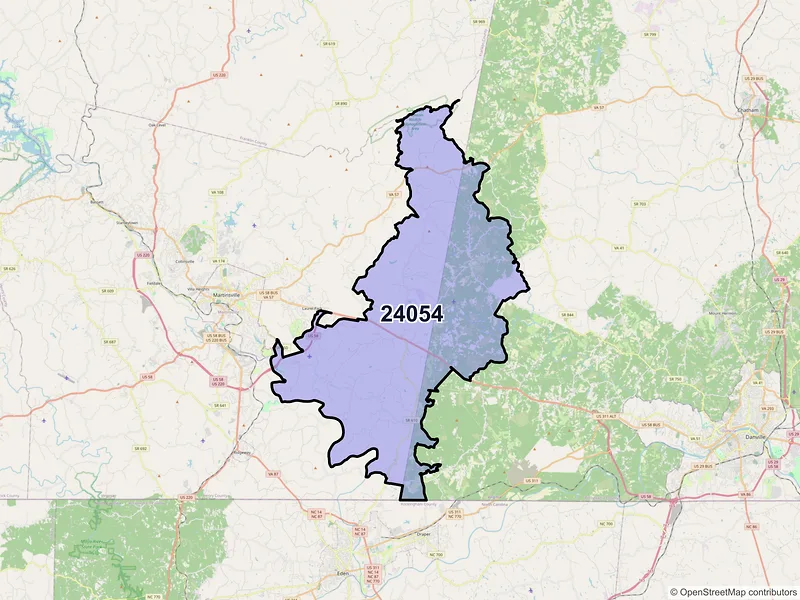 Map of ZIP Code 24054 — Axton, VA