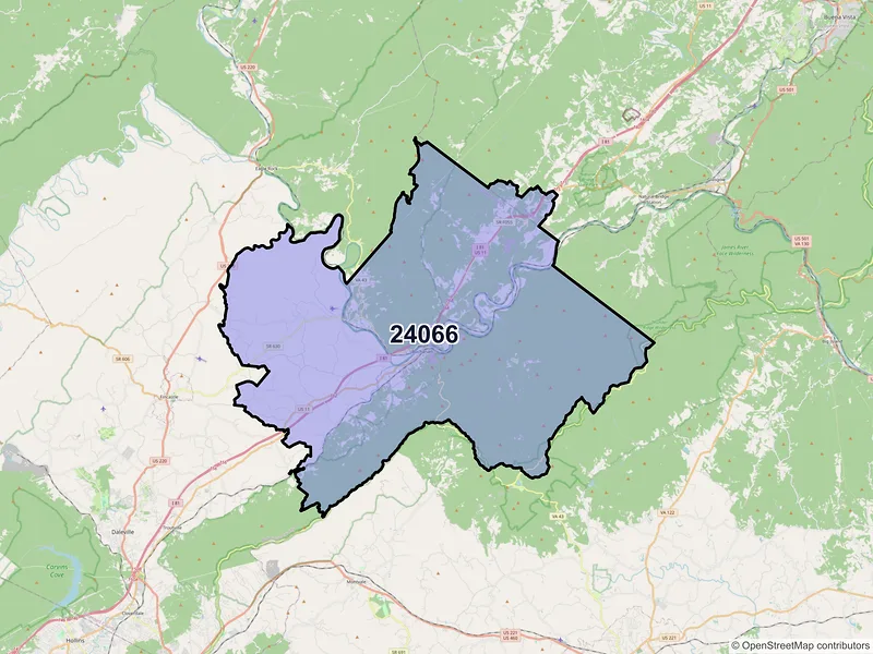 Map of ZIP Code 24066 — Buchanan, VA