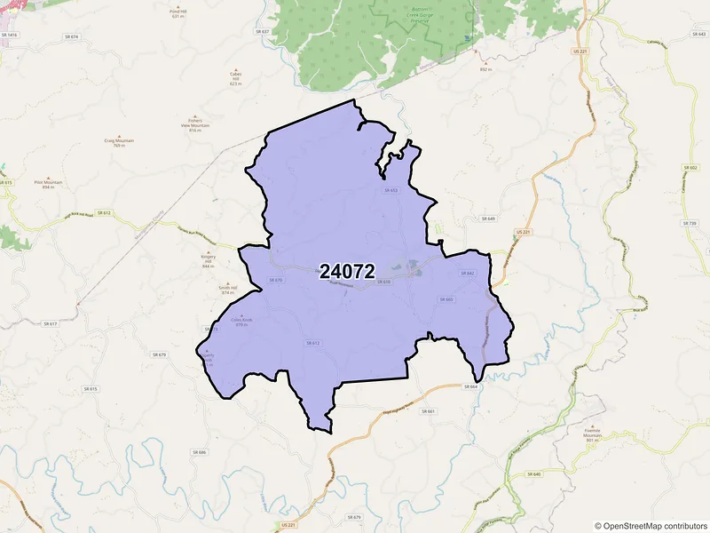 Map of Check, Virginia and ZIP codes