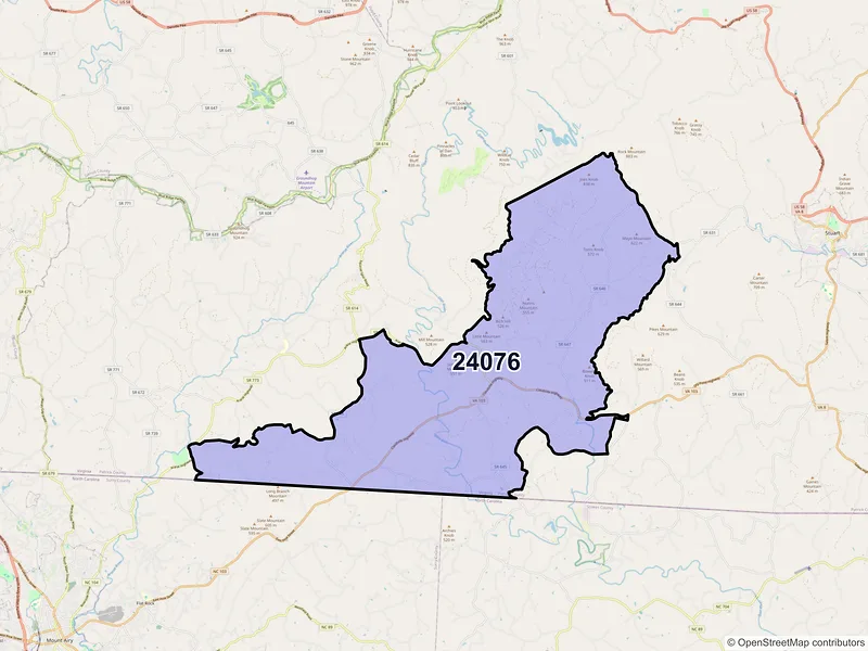 Map of ZIP Code 24076 — Claudville, VA