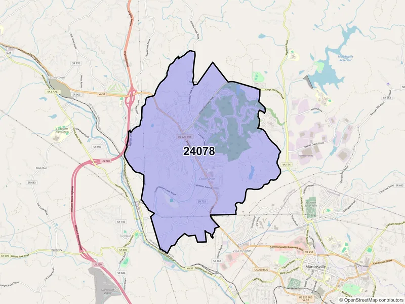 Map of ZIP Code 24078 — Collinsville, VA