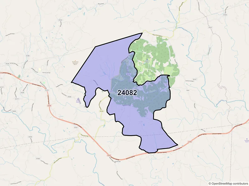 Map of ZIP Code 24082 — Critz, VA