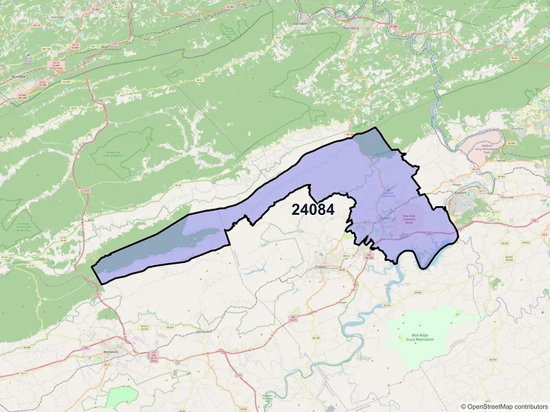 Map of ZIP Code 24084 — Dublin, VA