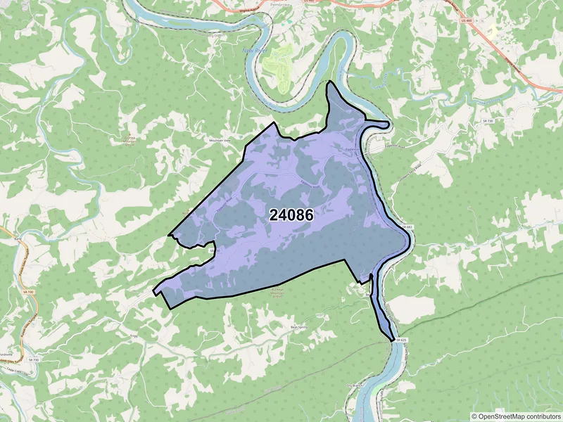 Map of ZIP Code 24086 — Eggleston, VA