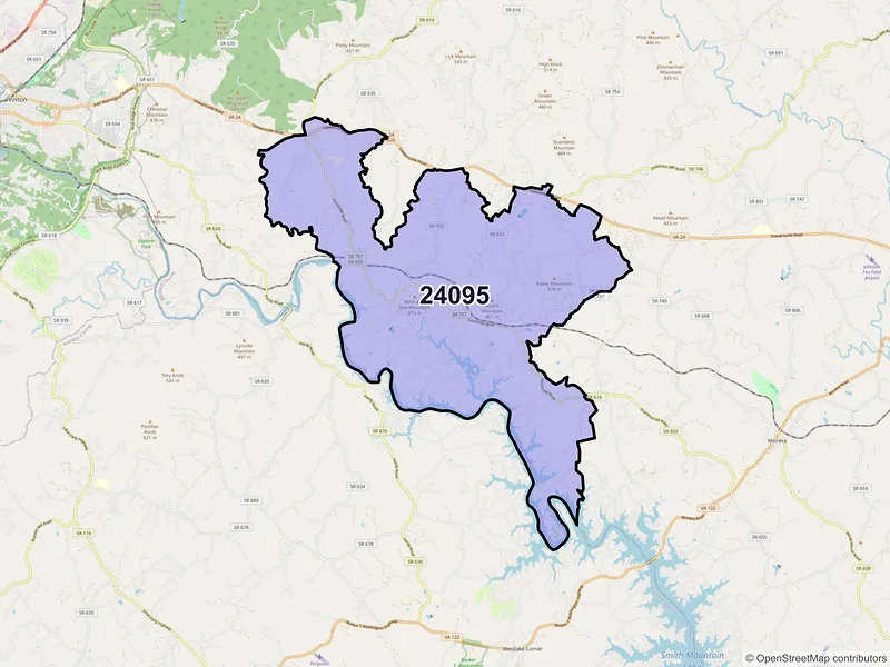 Map of ZIP Code 24095 — Goodview, VA