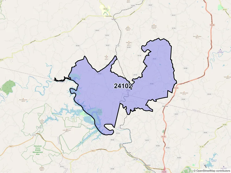 Map of ZIP Code 24102 — Henry, VA