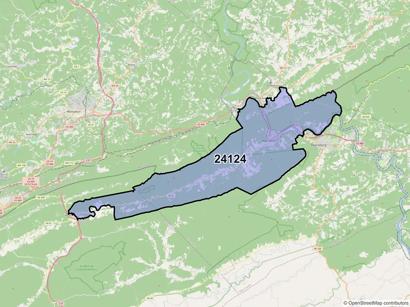 Map of ZIP Code 24124 — Narrows, VA
