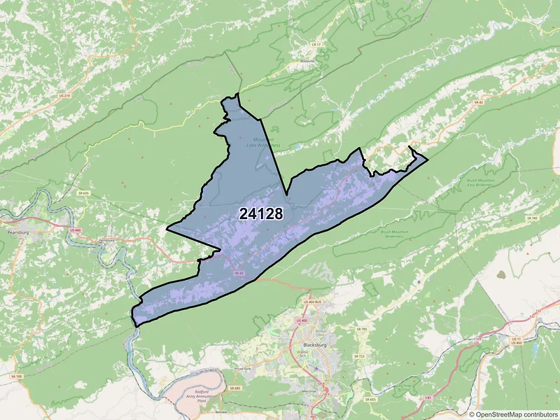 Map of ZIP Code 24128 — Newport, VA