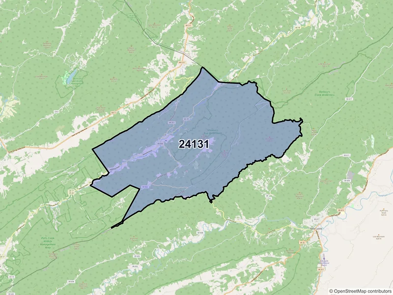 Map of ZIP Code 24131 — Paint Bank, VA