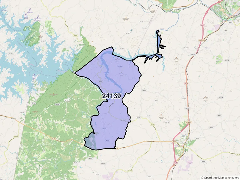 Map of Pittsville, Virginia and ZIP codes