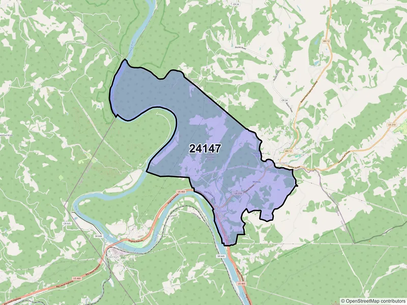 Map of ZIP Code 24147 — Rich Creek, VA