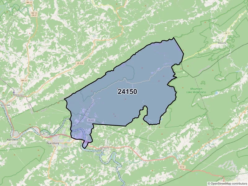 Map of Ripplemead, Virginia and ZIP codes