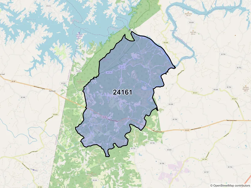 Map of ZIP Code 24161 — Sandy Level, VA