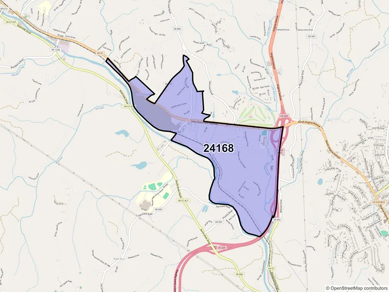 Map of ZIP Code 24168 — Stanleytown, VA