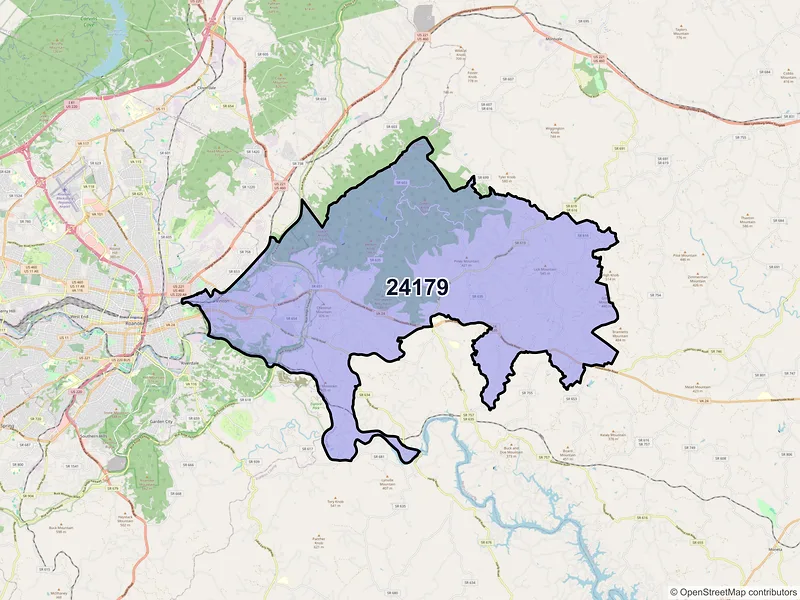 Map of ZIP Code 24179 — Vinton, VA