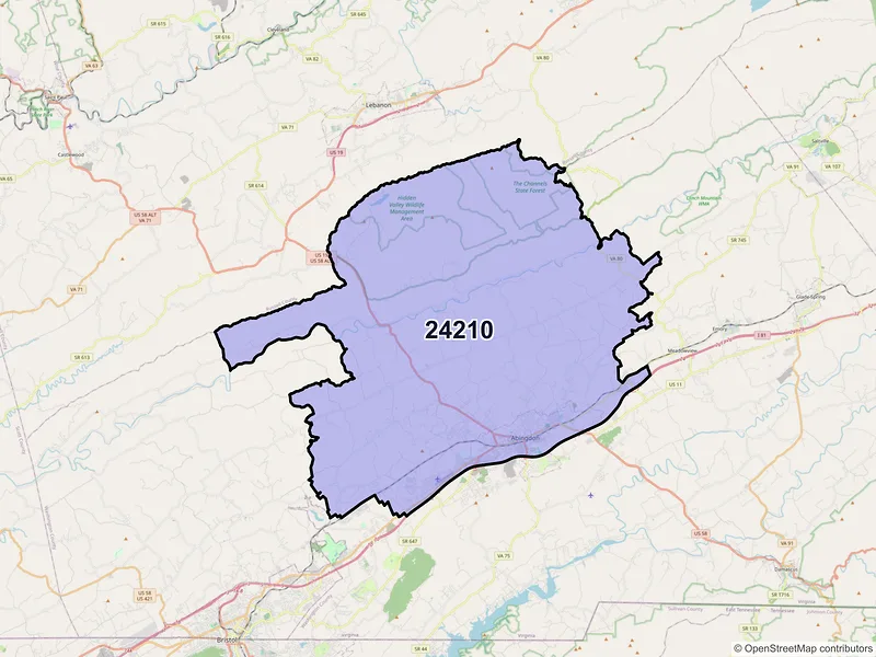 Map of ZIP Code 24210 — Abingdon, VA
