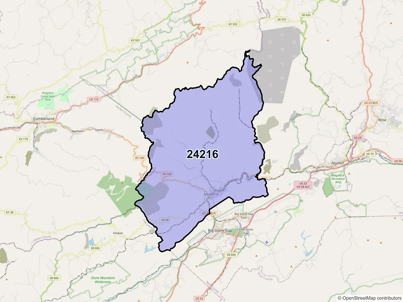 Map of ZIP Code 24216 — Appalachia, VA