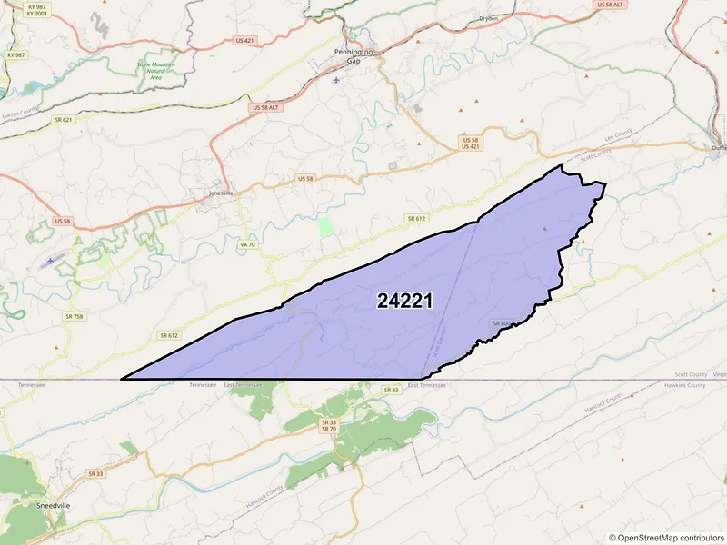 Map of ZIP Code 24221 — Blackwater, VA