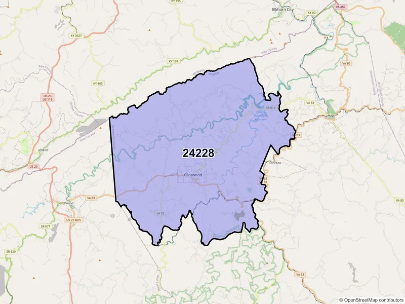 Map of Clintwood, Virginia and ZIP codes