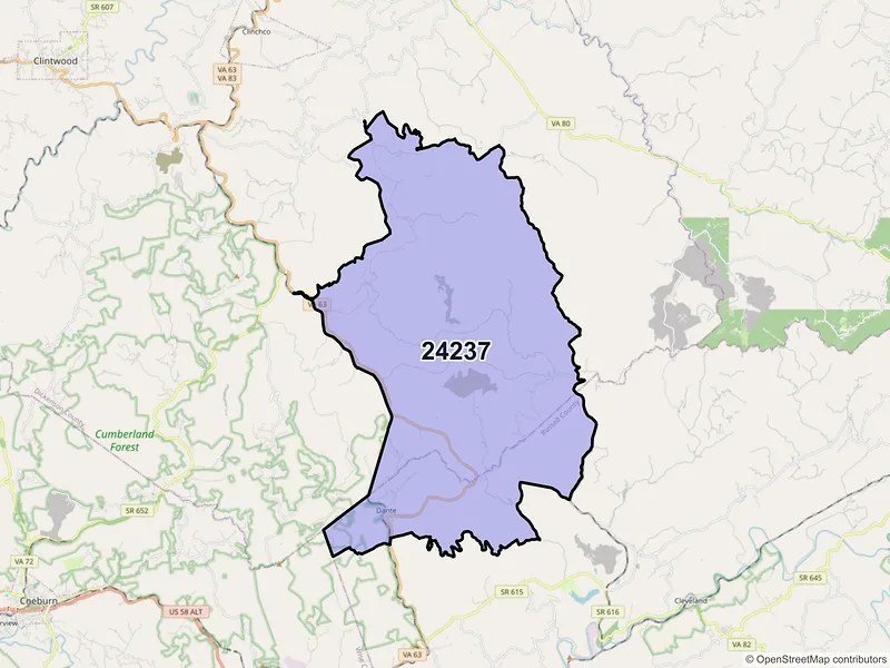 Map of ZIP Code 24237 — Dante, VA