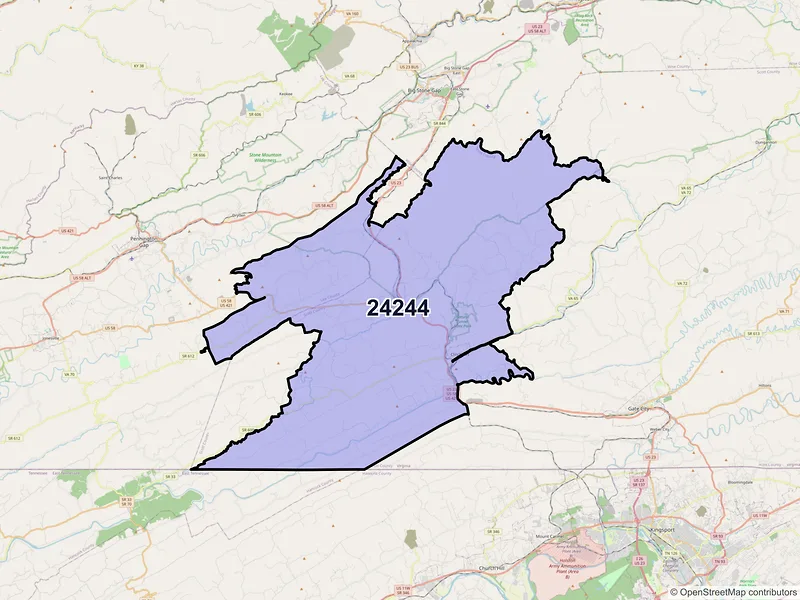 Map of ZIP Code 24244 — Duffield, VA