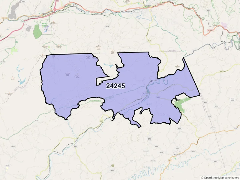 Map of ZIP Code 24245 — Dungannon, VA