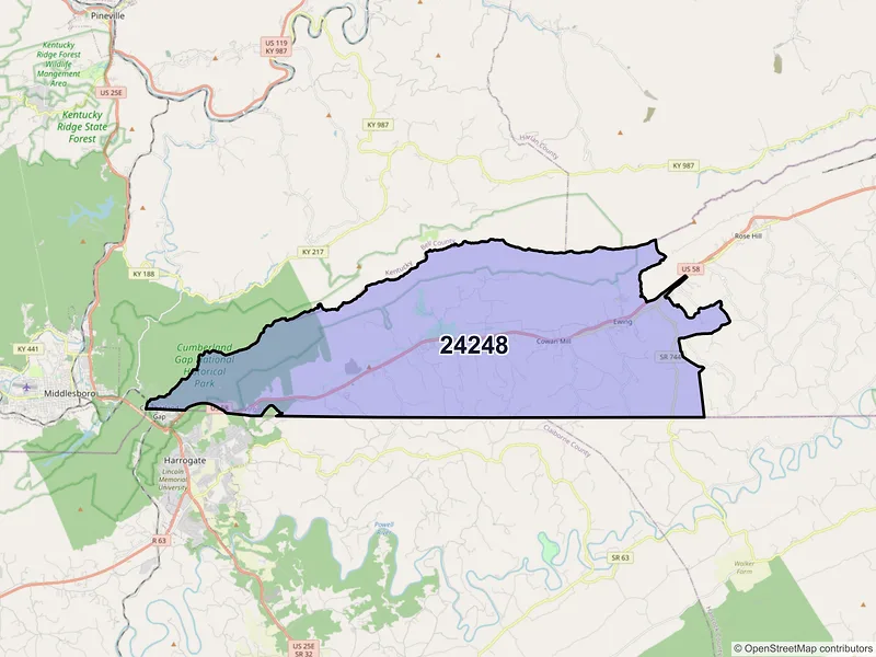 Map of ZIP Code 24248 — Ewing, VA
