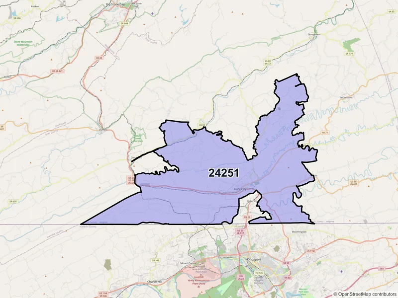 Map of ZIP Code 24251 — Gate City, VA