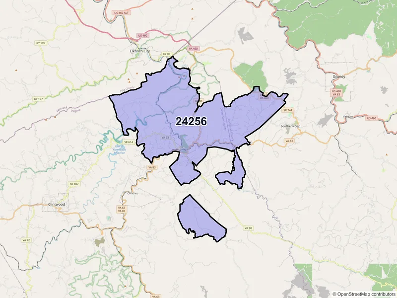 Map of ZIP Code 24256 — Haysi, VA