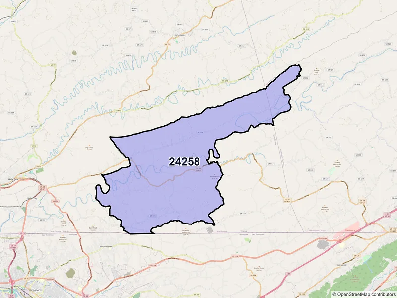 Map of Hiltons, Virginia and ZIP codes