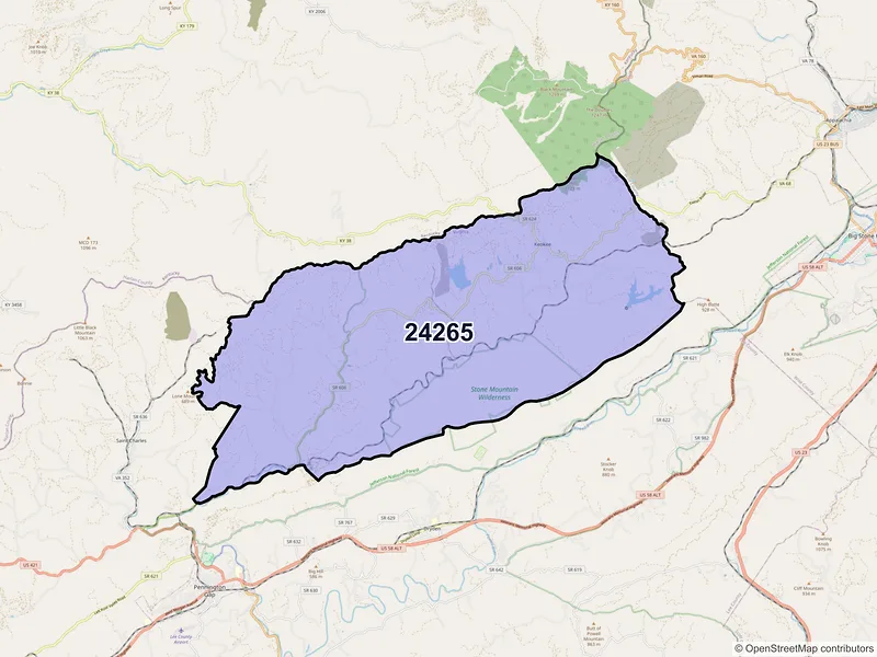 Map of ZIP Code 24265 — Keokee, VA